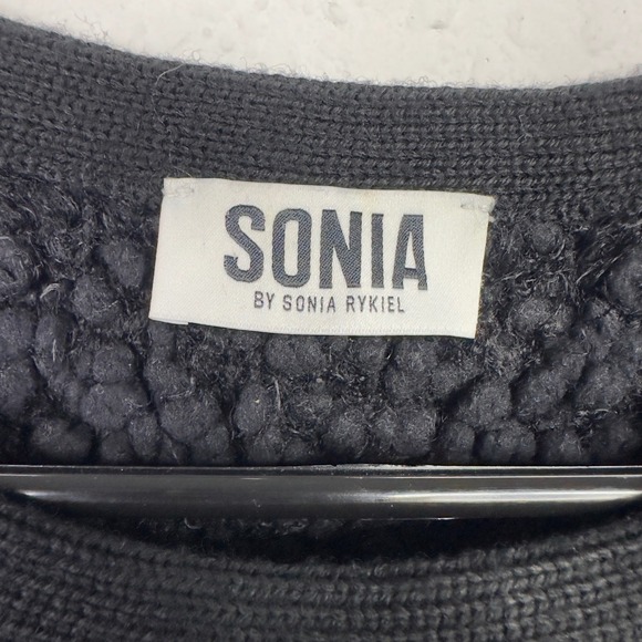 Sonia by Sonia Rykiel Chunky Knit Sweater Womens S Black Wool Minimalist Luxury - Picture 3 of 11
